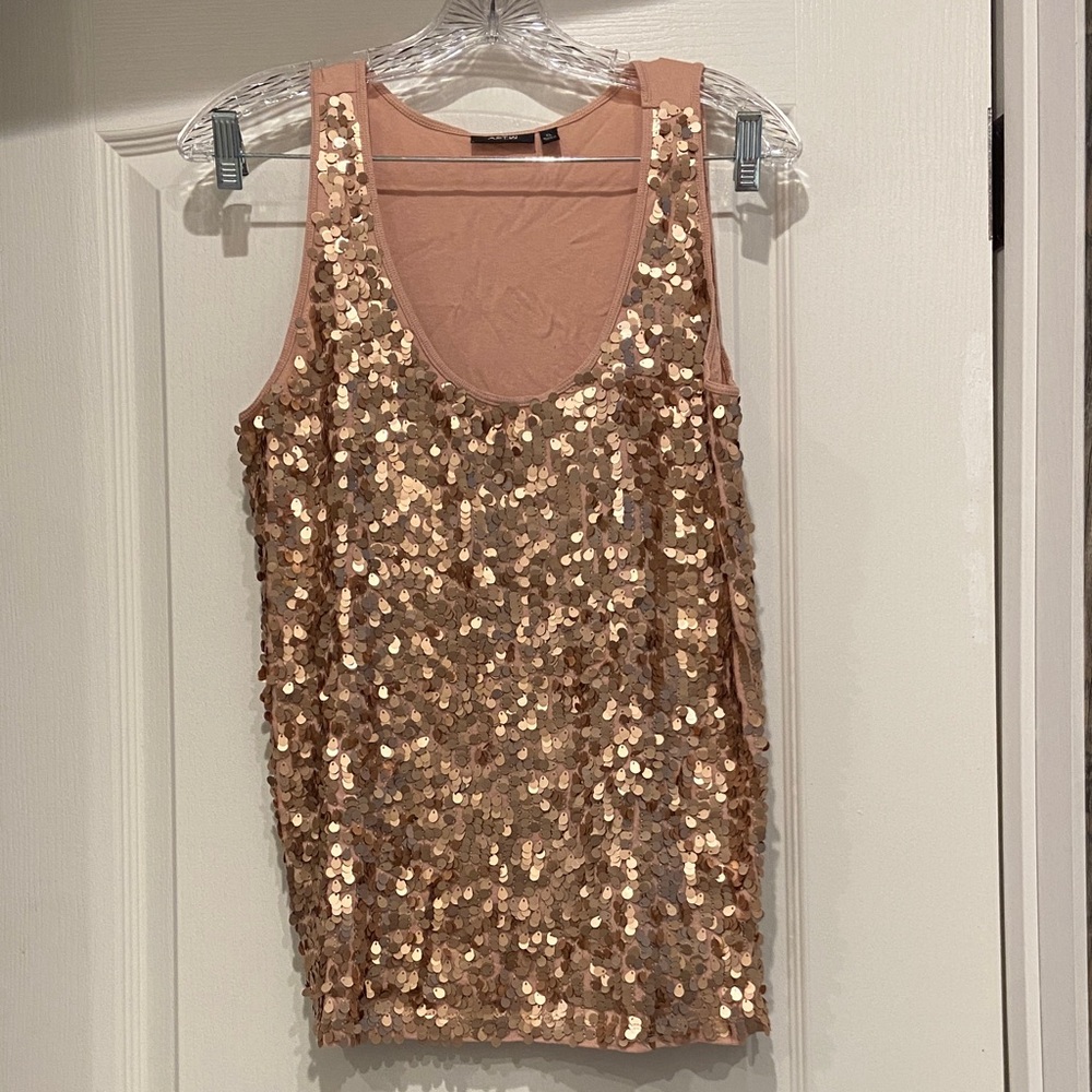 Sequin Embellished Tan Top
